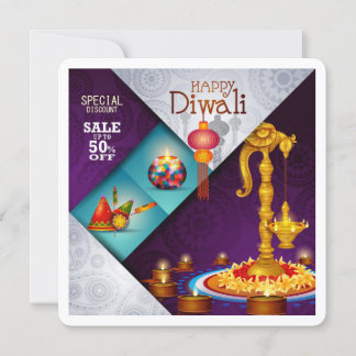Cartão de Saudações do Festival Elegante de Diwali