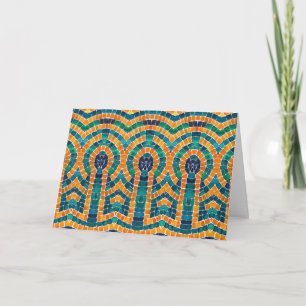 CARTÃO DE SAUDAÇÕES MOSAICO ÍCONES DORADOS
