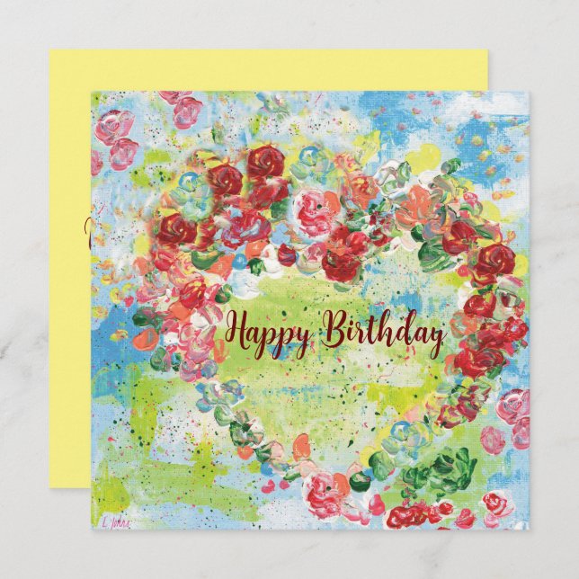 Cartão de Saudações Simples do Coração (Frente/Verso)