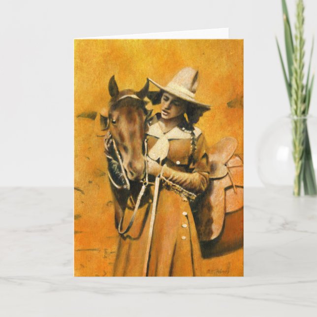 Cartão de Saudações Vintage Cowgirl (Frente)