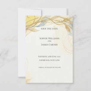 Cartão de Save the Date Botânico Gold Sage