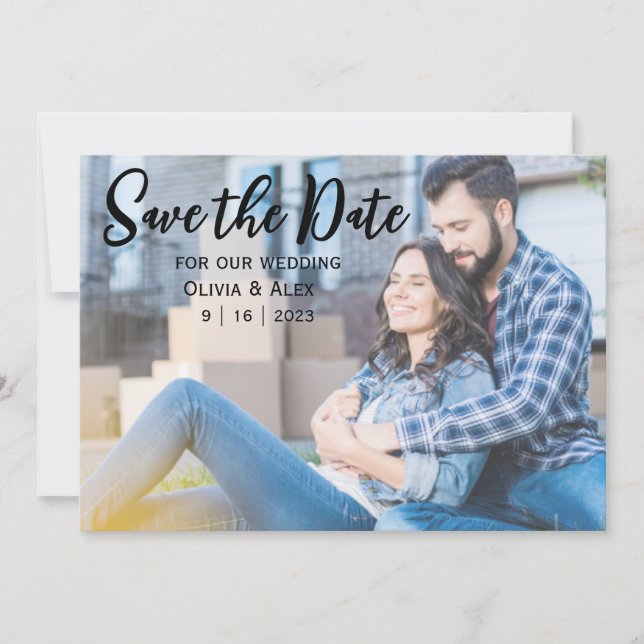 Cartão de Save The Date Casual Plano (Frente)