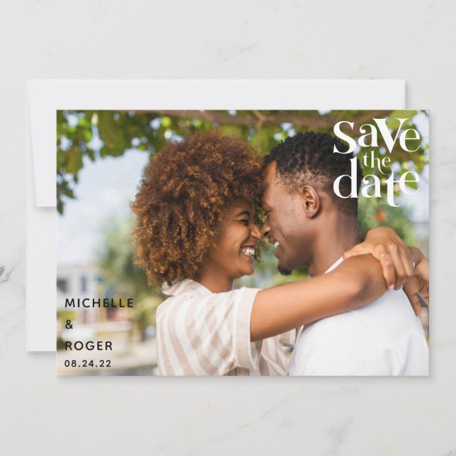 Cartão de Save The Date com foto rústica minimalis (Frente)