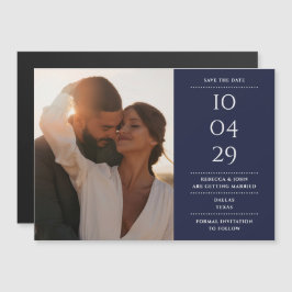Cartão de Save The Date de Casamento Azul Naval Mo