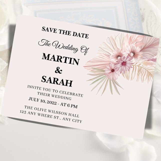 Cartão de Save the Date de Casamento Botânico Boho (Criador carregado)