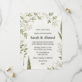Cartão de Save the Date de Casamento Botânico Rúst