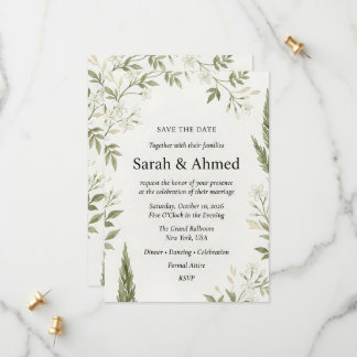Cartão de Save the Date de Casamento Botânico Rúst