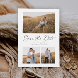 Cartão de Save The Date de Casamento com 3 Fotos e