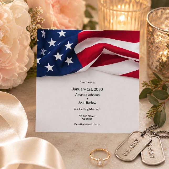 Cartão de Save The Date de Casamento com Bandeira  (Criador carregado)