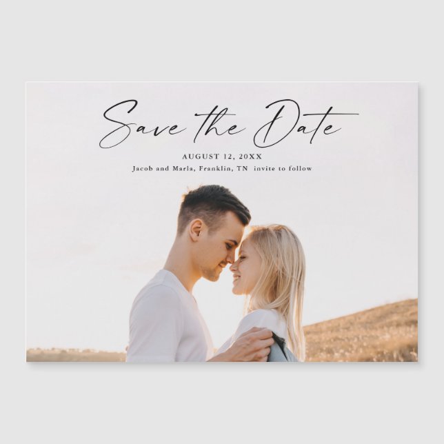 Cartão de Save the Date de casamento com foto e le (Frente)
