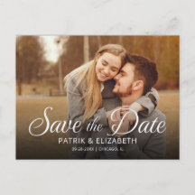 Cartão de Save The Date de Casamento com Foto e Le