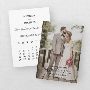 Cartão de Save the Date de Casamento com Foto e Le