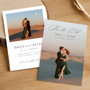 Cartão de Save The Date de Casamento com Foto e Le