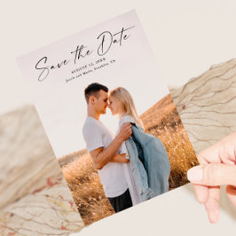 Cartão de Save the Date de Casamento com Foto e Le