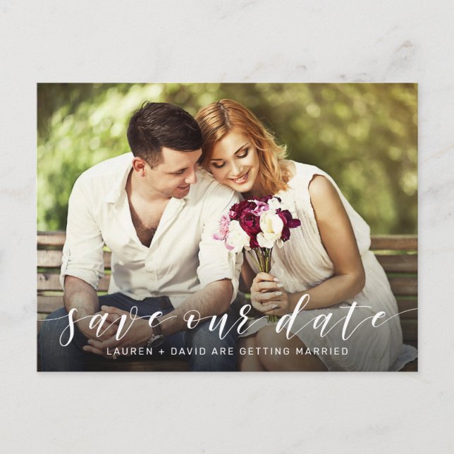 Cartão de Save the Date de casamento com foto em S (Frente)