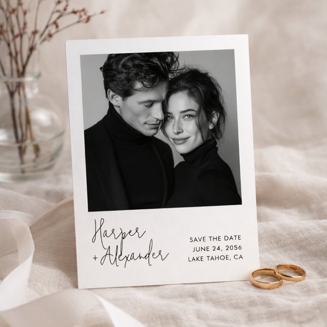 Cartão de Save the Date de Casamento com Foto Pola (Criador carregado)