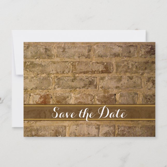 Cartão de Save the Date de Casamento com Tijolo Ch (Frente)