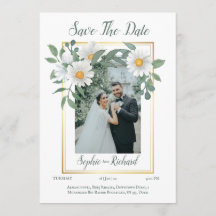 Cartão de Save the Date de Casamento Daisies Flora