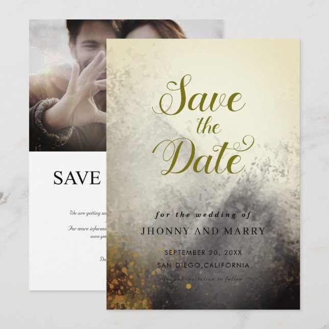 Cartão de "Save the Date" de Casamento Editável –  (Frente/Verso)