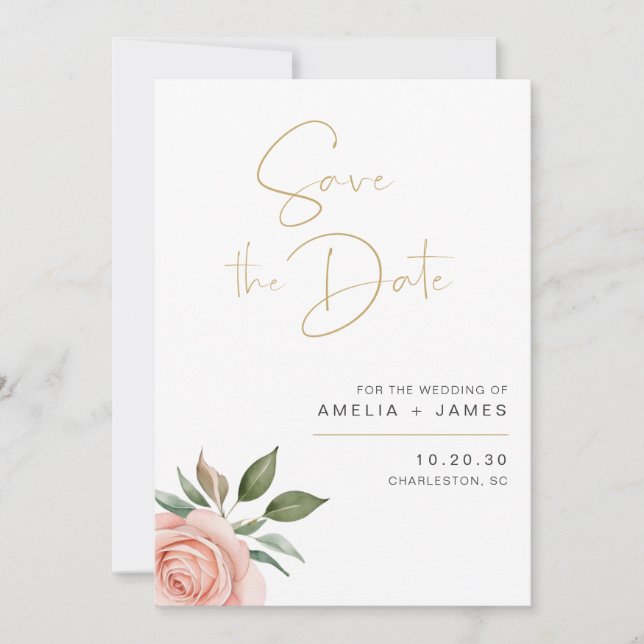 Cartão de Save The Date de Casamento Elegante com  (Frente)