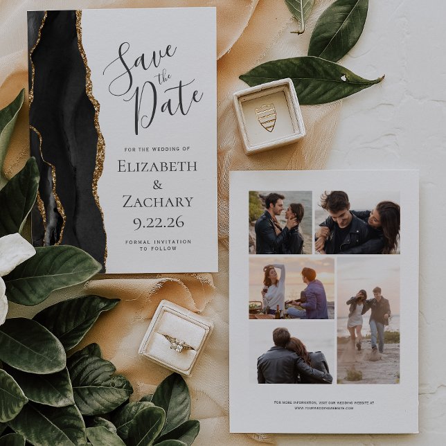 Cartão de Save the Date de casamento em Ágata Dour (Criador carregado)