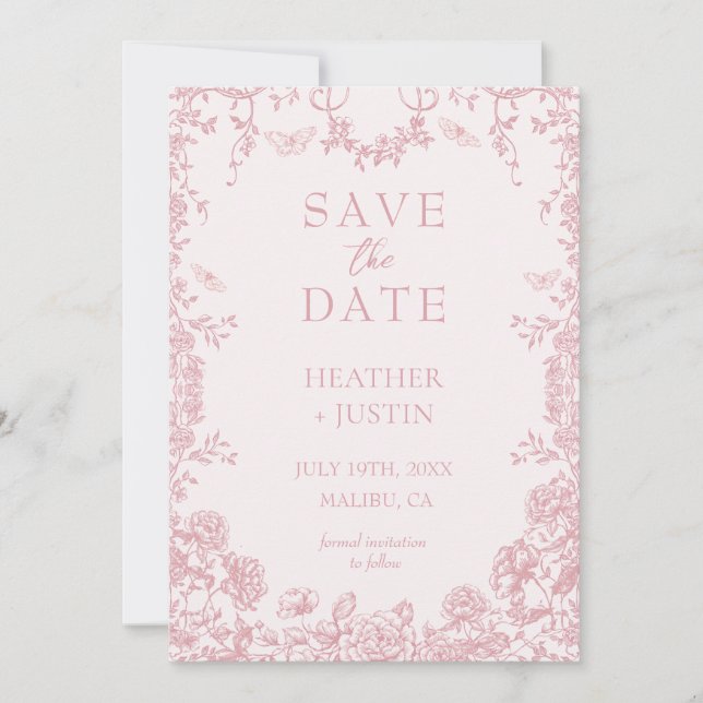 Cartão de Save the Date de Casamento em Azul Empoe (Frente)
