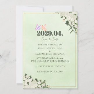 Cartão de Save the Date de casamento floral em ver