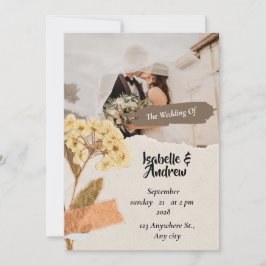 Cartão de Save the Date de casamento floral vintag