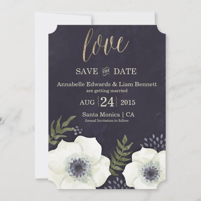Cartão de Save the Date de Casamento Flores Noturn (Frente)