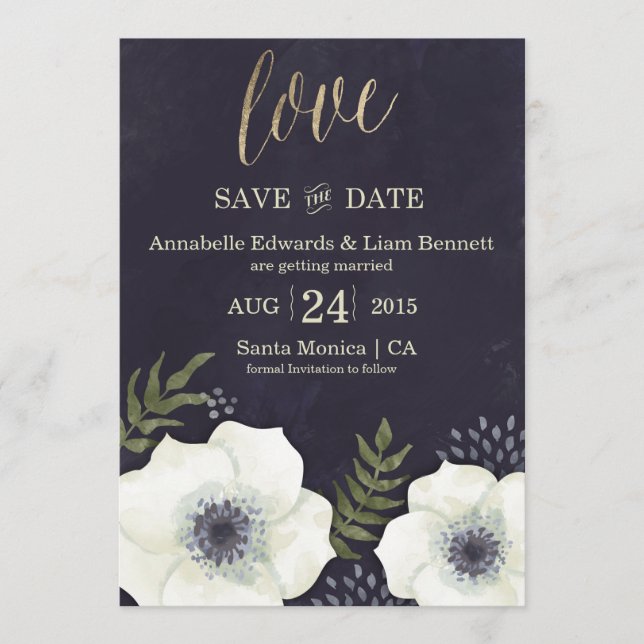 Cartão de Save the Date de Casamento Flores Noturn (Frente)