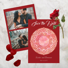 Cartão de Save the Date de Casamento Mehndi Deslum