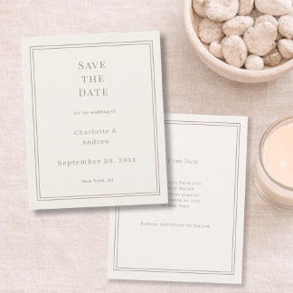 Cartão de Save the Date de casamento simples marfi