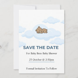 Cartão de Save the Date de Chá de Bebê do Ursinho
