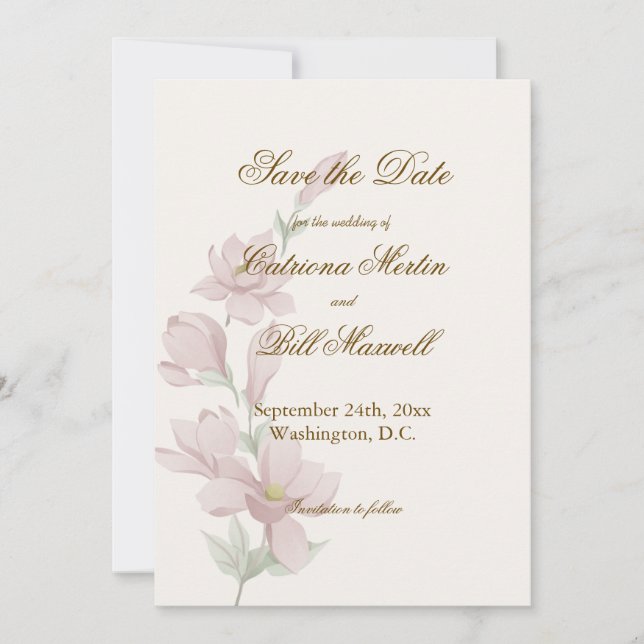 Cartão de Save the Date de Florais Clássicos Elega (Frente)