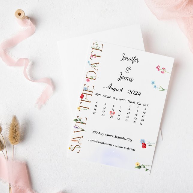 Cartão de Save the Date de Flores Silvestres (Criador carregado)