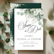 Cartão de Save The Date de Folhagem Verde Esmerald