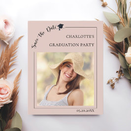 Cartão de Save the Date de formatura cor rosa blus