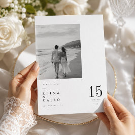 Cartão de Save the Date de Foto com Data Grande Mo