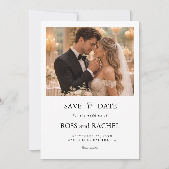 Cartão de Save the Date de Foto Moderna (Frente)