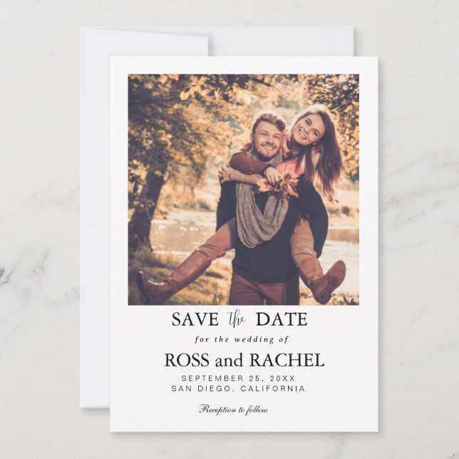 Cartão de Save the Date de Foto Moderna (Frente)