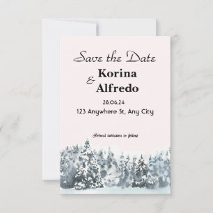 Cartão de Save the Date de inverno com aquarela az