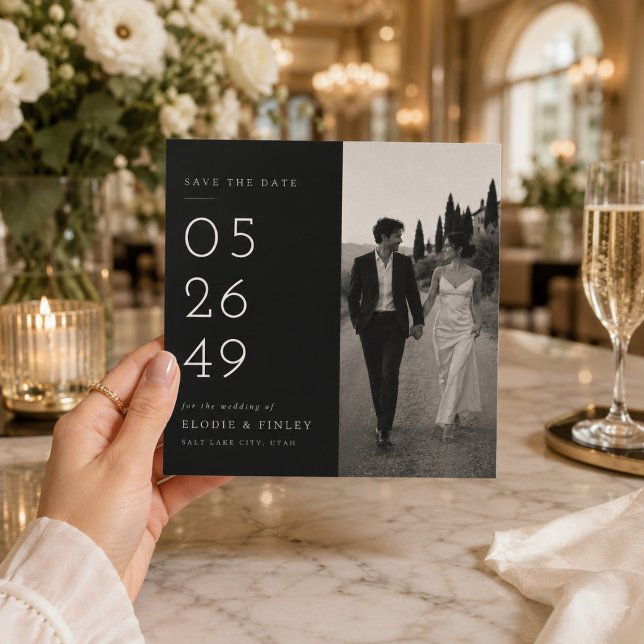 Cartão de Save The Date de Layout Dividido Moderno (Criador carregado)