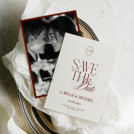 Cartão de Save the Date de Terracota Profunda e El