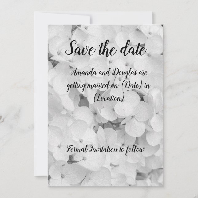 Cartão de Save the Date Elegante Preto e Branco (Frente)