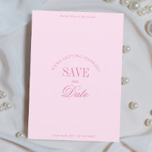 Cartão de Save the Date Elegante Rosa Pastel Cláss