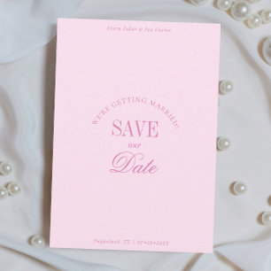 Cartão de Save the Date Elegante Rosa Pastel Cláss