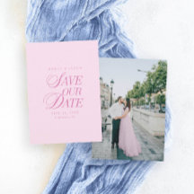 Cartão de Save the Date Elegante Rosa Pastel Sofis