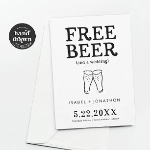 Cartão de Save the Date Engraçado Cerveja Grátis