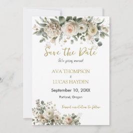 Cartão de Save the Date Floral Romântico Rosa e Do