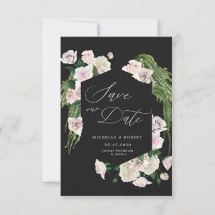 Cartão de Save The Date floral sofisticado rosa Bl